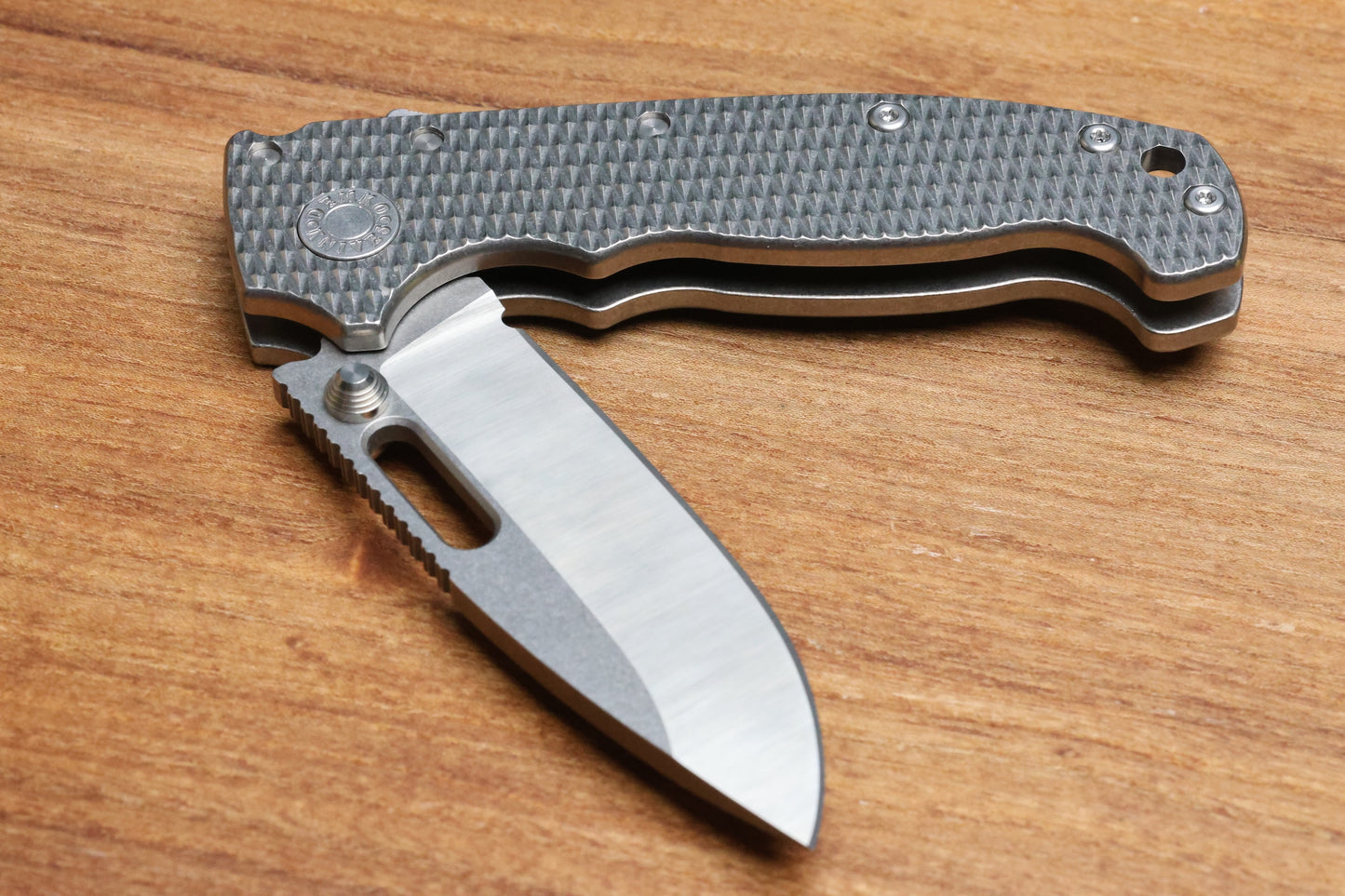 DEMKO KNIVES MG AD20 DROP POINT TWO TONE MAGNACUT & TEXTURED TITANIUM