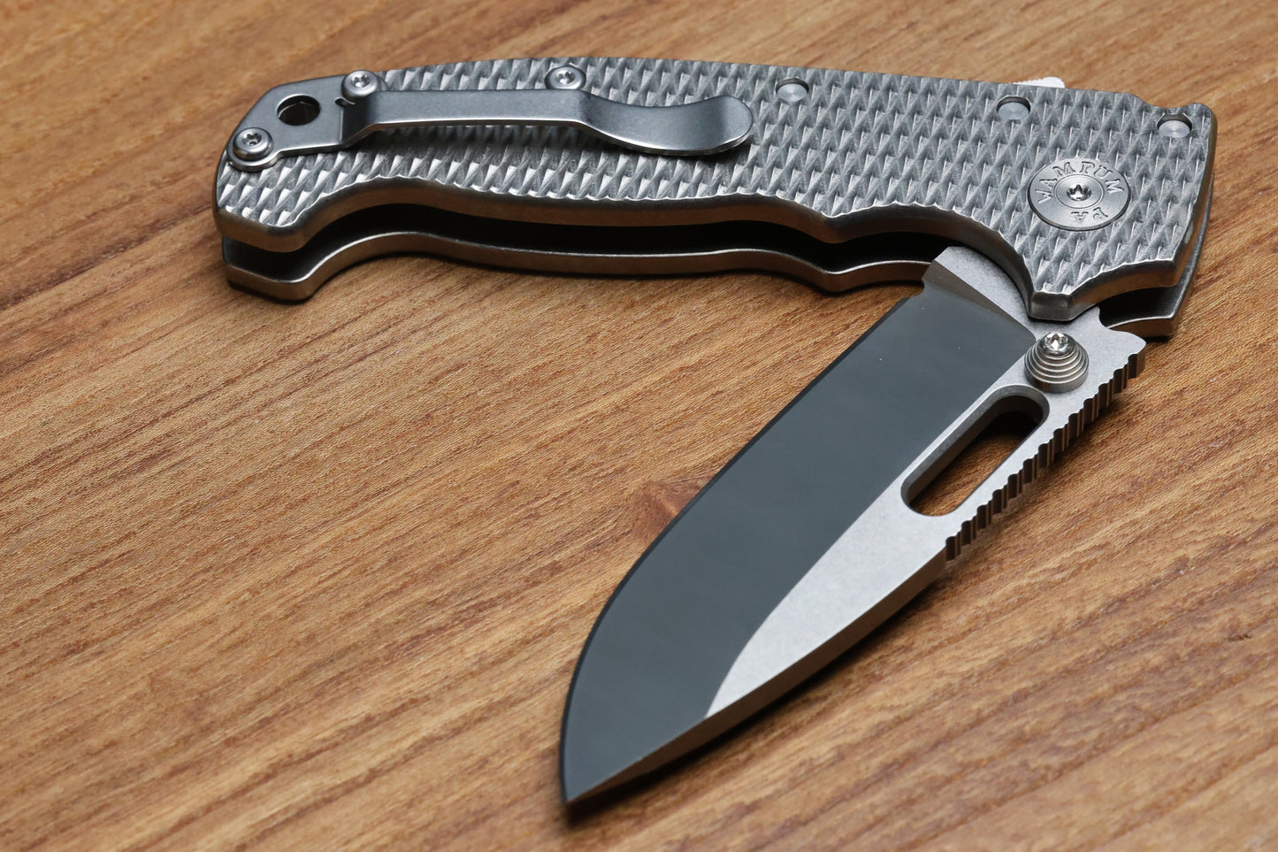DEMKO KNIVES MG AD20 DROP POINT TWO TONE MAGNACUT & TEXTURED TITANIUM