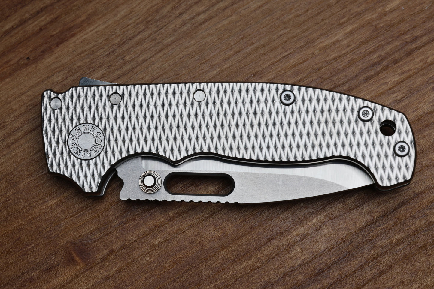 DEMKO KNIVES MG AD20 DROP POINT TWO TONE MAGNACUT & TEXTURED TITANIUM
