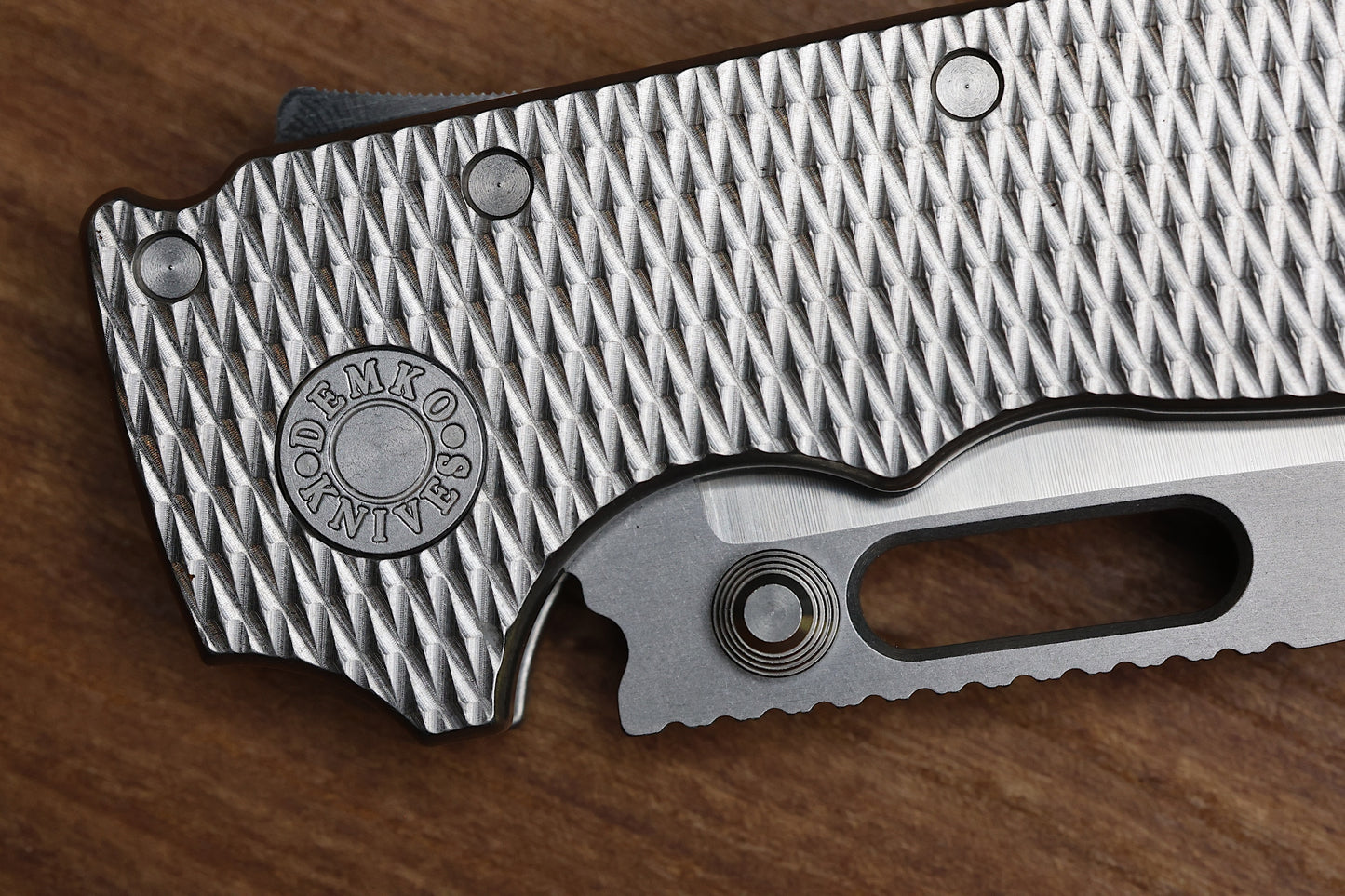 DEMKO KNIVES MG AD20 DROP POINT TWO TONE MAGNACUT & TEXTURED TITANIUM