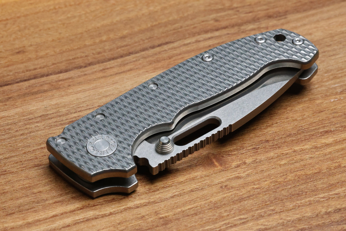 DEMKO KNIVES MG AD20 DROP POINT TWO TONE MAGNACUT & TEXTURED TITANIUM