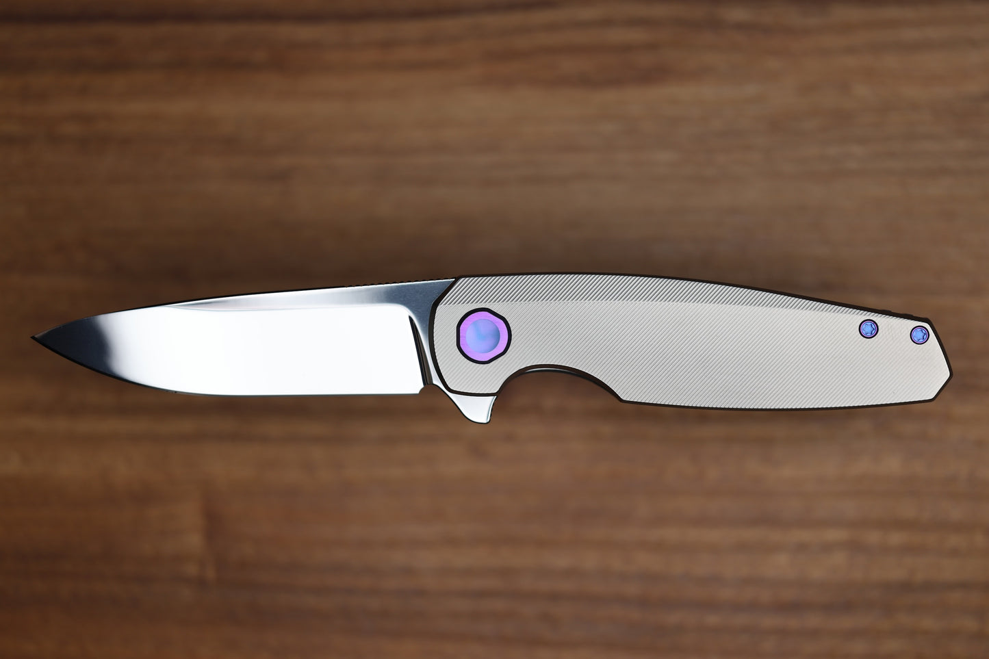 HOLT BLADEWORKS MORPHEUS PINSTRIPE TITANIUM UDDEHOLM VANAX SUPERCLEAN NEAR MIRROR BLADE #1933