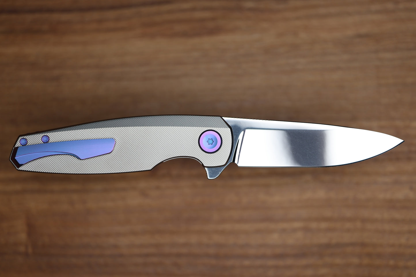 HOLT BLADEWORKS MORPHEUS PINSTRIPE TITANIUM UDDEHOLM VANAX SUPERCLEAN NEAR MIRROR BLADE #1933