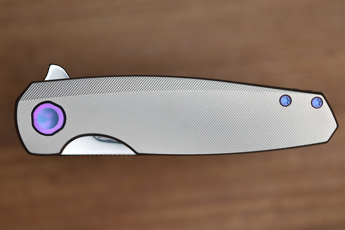 HOLT BLADEWORKS MORPHEUS PINSTRIPE TITANIUM UDDEHOLM VANAX SUPERCLEAN NEAR MIRROR BLADE #1933