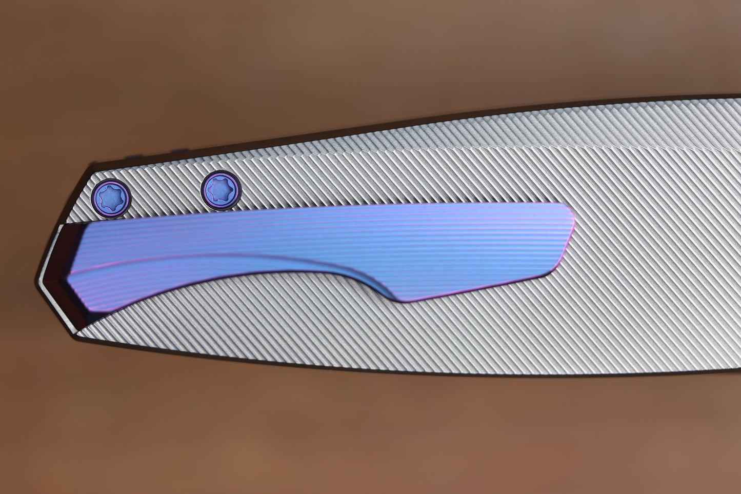 HOLT BLADEWORKS MORPHEUS PINSTRIPE TITANIUM UDDEHOLM VANAX SUPERCLEAN NEAR MIRROR BLADE #1933
