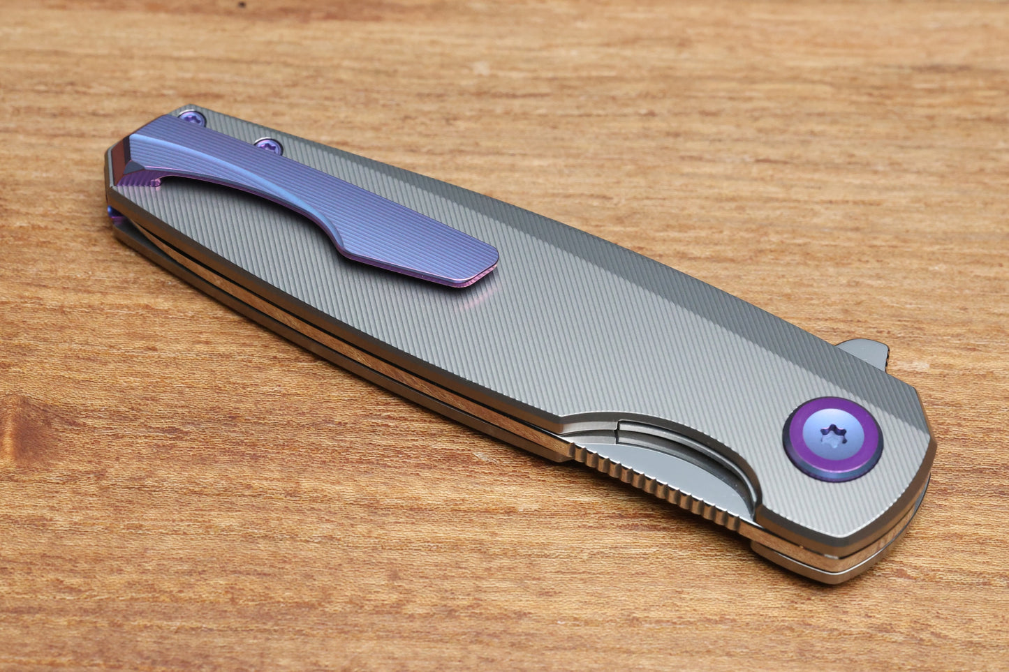 HOLT BLADEWORKS MORPHEUS PINSTRIPE TITANIUM UDDEHOLM VANAX SUPERCLEAN NEAR MIRROR BLADE #1933