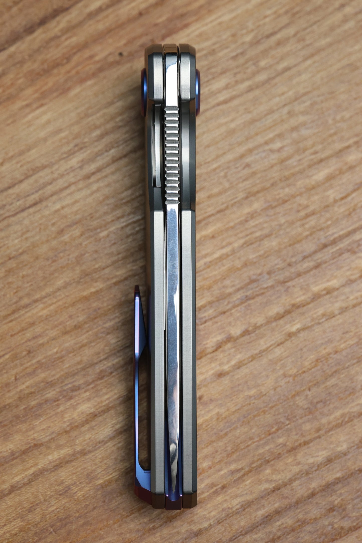 HOLT BLADEWORKS MORPHEUS PINSTRIPE TITANIUM UDDEHOLM VANAX SUPERCLEAN NEAR MIRROR BLADE #1933