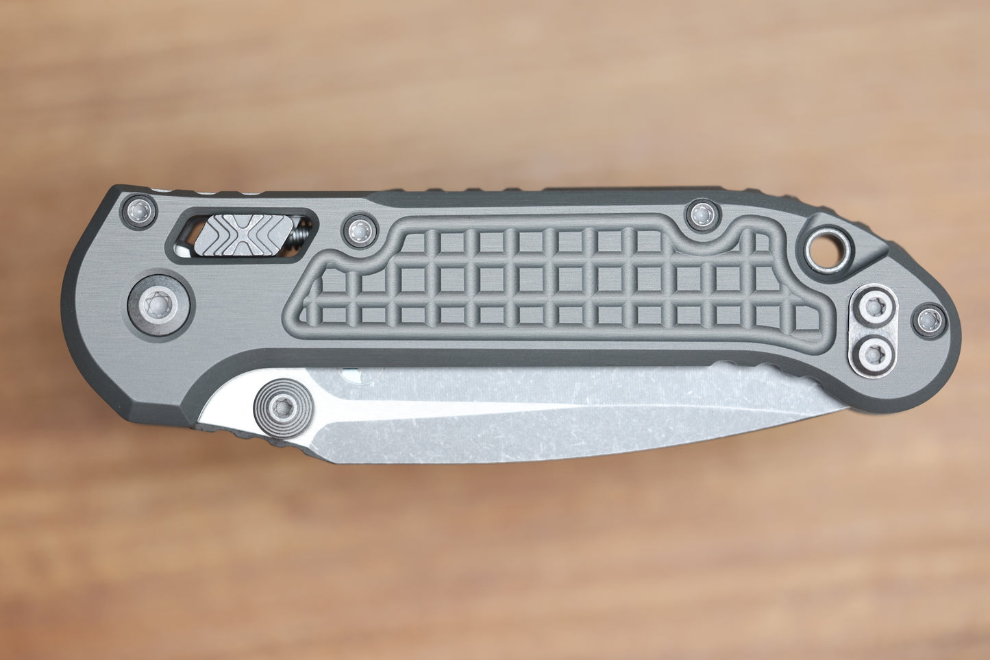 MICROTECH KNIVES LUDT RAM-LOK W/ NATURAL CLEAR FRAG HANDLE & APOCALYPTIC DROP POINT 1135RL-10APFRNC