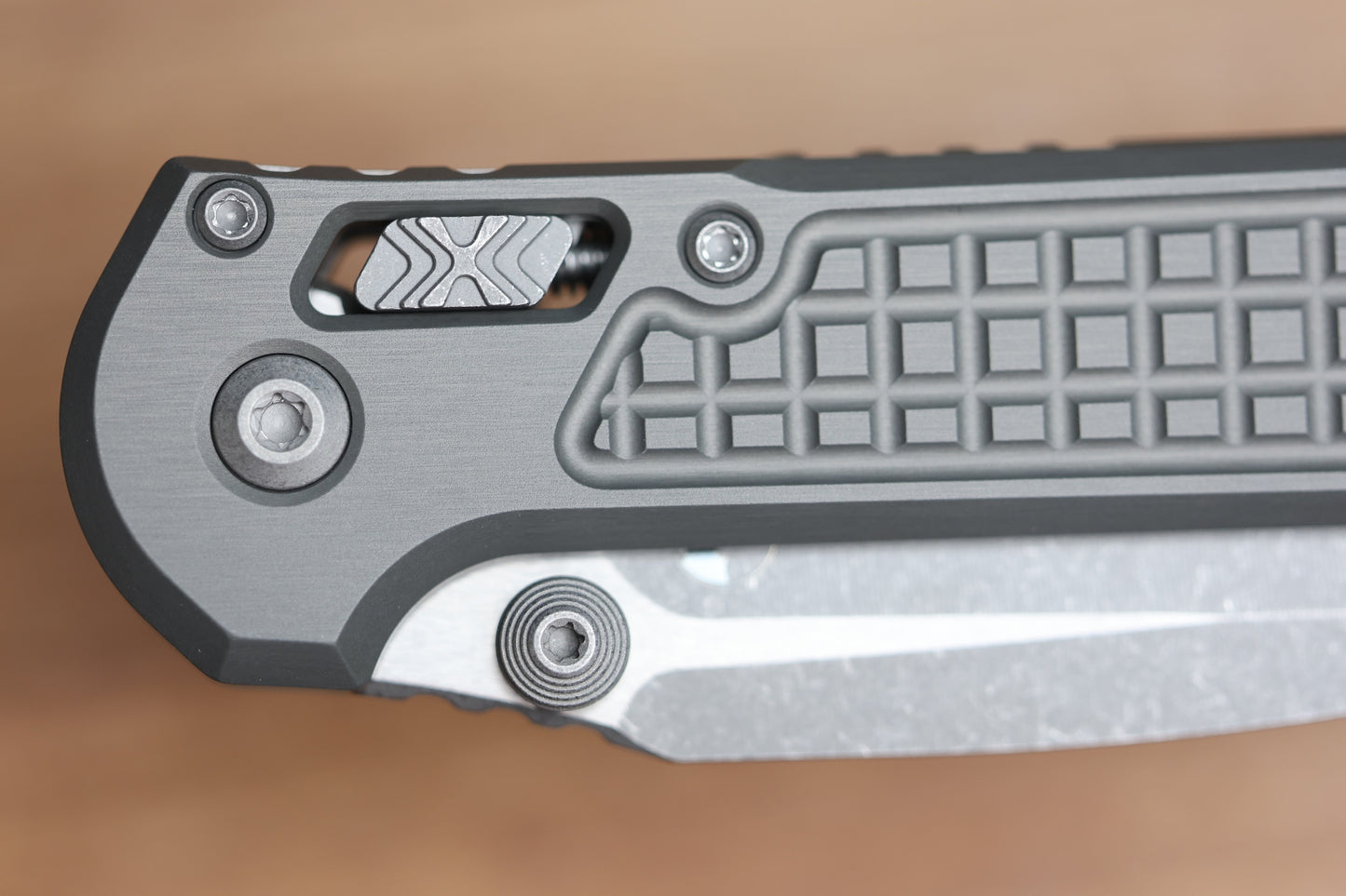 MICROTECH KNIVES LUDT RAM-LOK W/ NATURAL CLEAR FRAG HANDLE & APOCALYPTIC DROP POINT 1135RL-10APFRNC