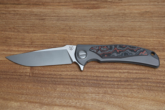 SHIROGOROV “LIMITED EDITION” RJ MARTIN DESIGN MOLTEN OVERKILL – MAGNACUT BLADE – TITANIUM HANDLE W/ LAVA & ASH CARBOTI INLAYS – SRRBS