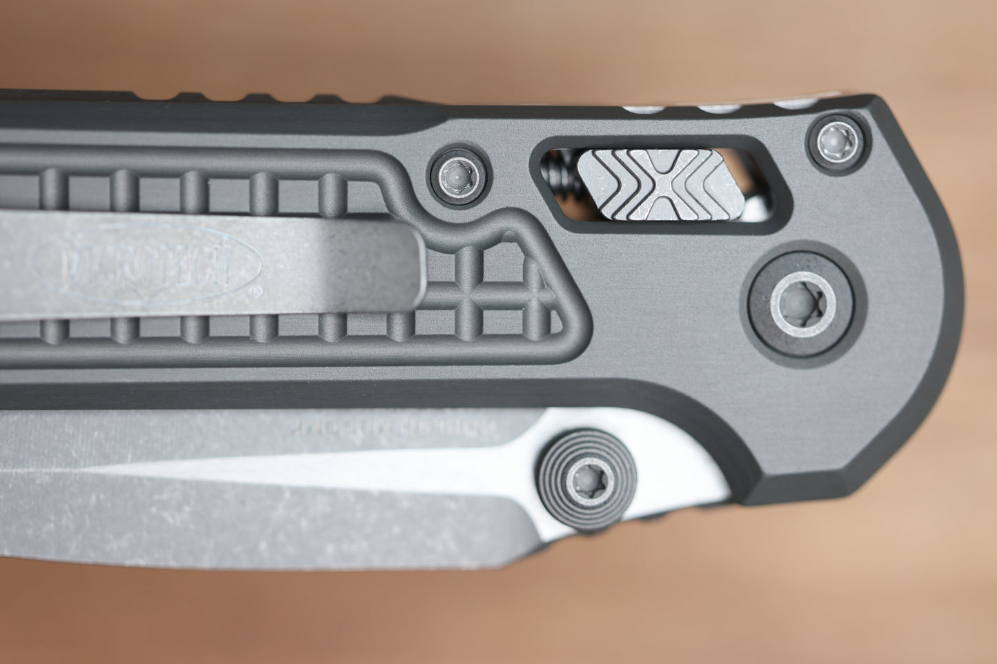 MICROTECH KNIVES LUDT RAM-LOK W/ NATURAL CLEAR FRAG HANDLE & APOCALYPTIC DROP POINT 1135RL-10APFRNC