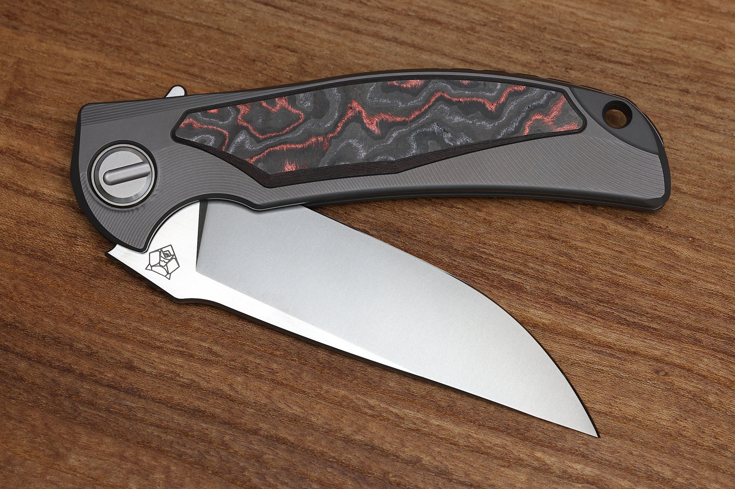 SHIROGOROV “LIMITED EDITION” RJ MARTIN DESIGN MOLTEN OVERKILL – MAGNACUT BLADE – TITANIUM HANDLE W/ LAVA & ASH CARBOTI INLAYS – SRRBS