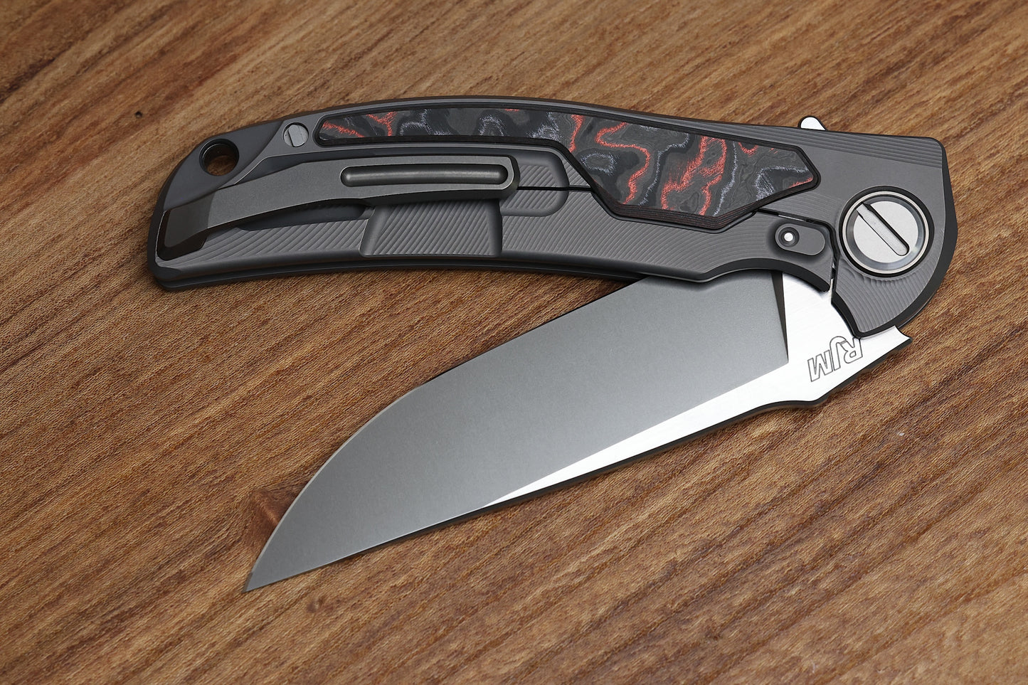 SHIROGOROV “LIMITED EDITION” RJ MARTIN DESIGN MOLTEN OVERKILL – MAGNACUT BLADE – TITANIUM HANDLE W/ LAVA & ASH CARBOTI INLAYS – SRRBS