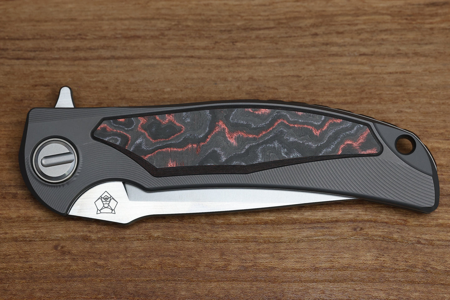 SHIROGOROV “LIMITED EDITION” RJ MARTIN DESIGN MOLTEN OVERKILL – MAGNACUT BLADE – TITANIUM HANDLE W/ LAVA & ASH CARBOTI INLAYS – SRRBS