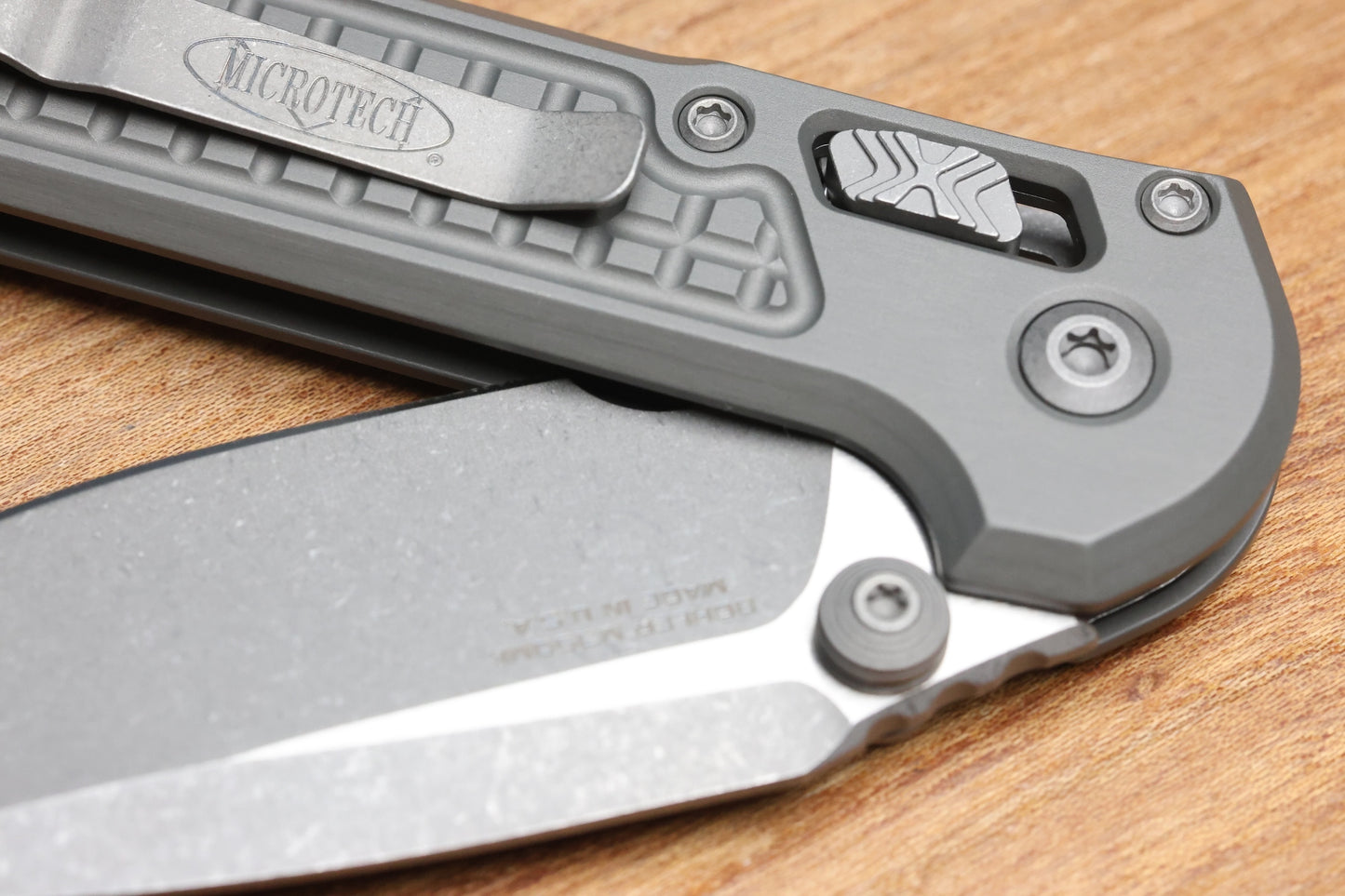 MICROTECH KNIVES LUDT RAM-LOK W/ NATURAL CLEAR FRAG HANDLE & APOCALYPTIC DROP POINT 1135RL-10APFRNC