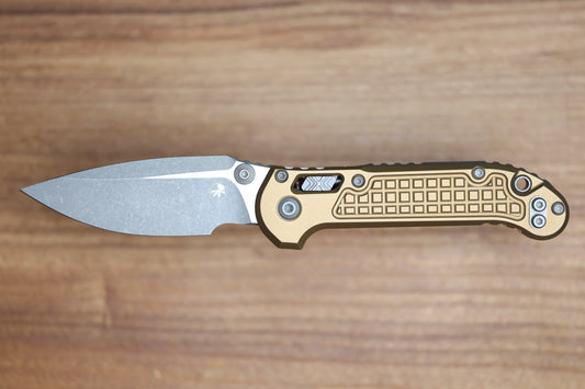 MICROTECH KNIVES LUDT RAM-LOK W/ TAN FRAG HANDLE & APOCALYPTIC DROP POINT 1135RL-10APFRTA