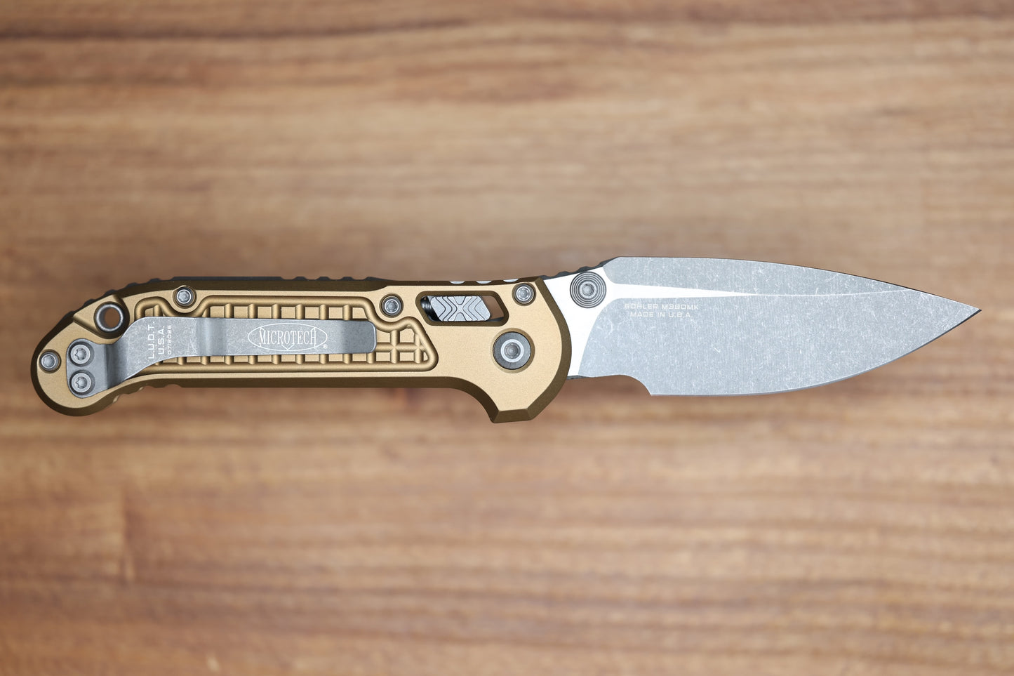 MICROTECH KNIVES LUDT RAM-LOK W/ TAN FRAG HANDLE & APOCALYPTIC DROP POINT 1135RL-10APFRTA