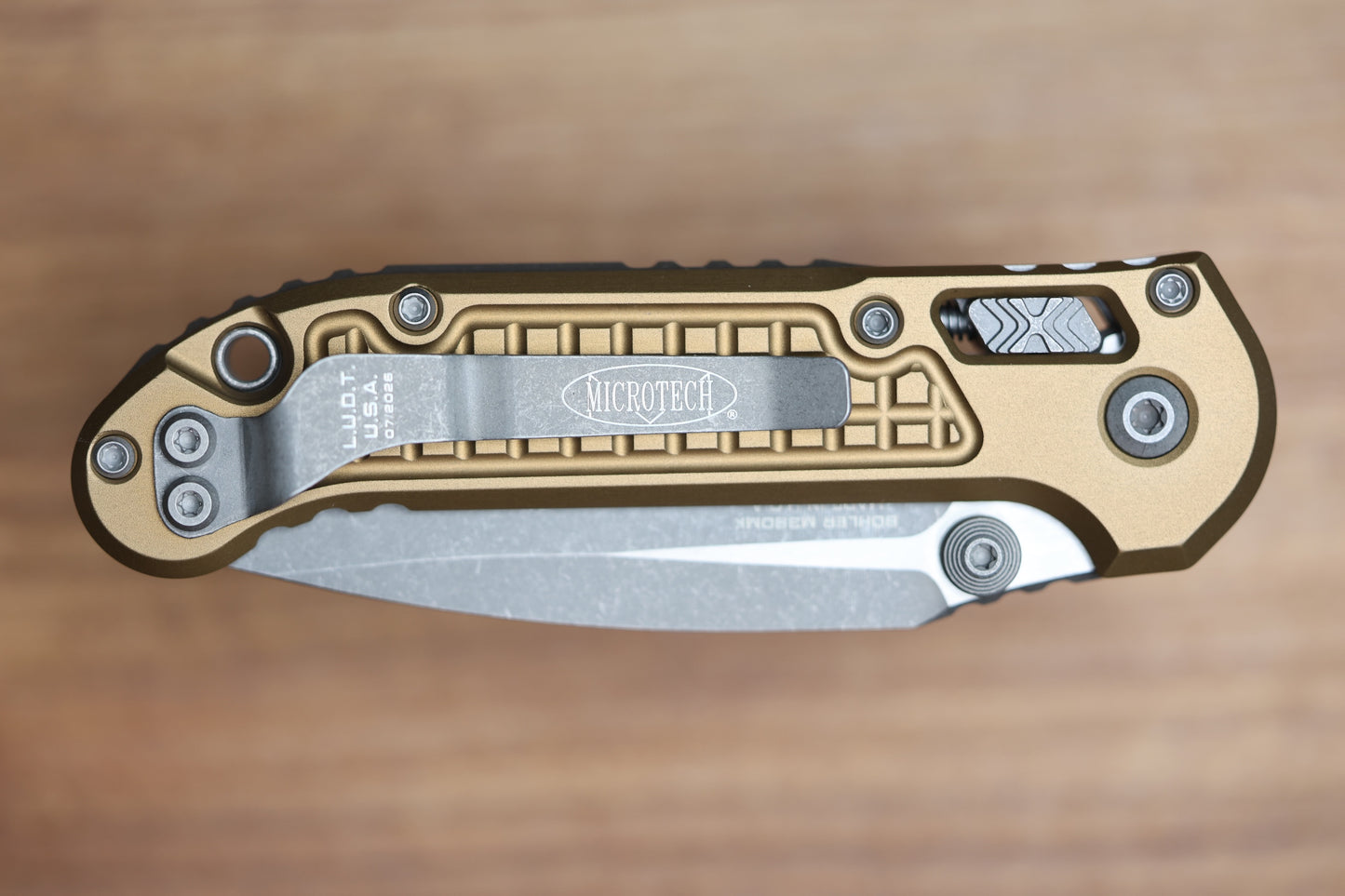 MICROTECH KNIVES LUDT RAM-LOK W/ TAN FRAG HANDLE & APOCALYPTIC DROP POINT 1135RL-10APFRTA
