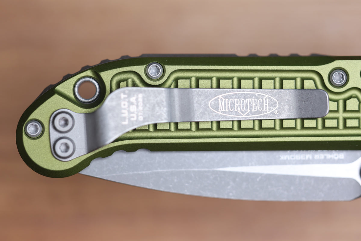 MICROTECH KNIVES LUDT RAM-LOK W/ OD GREEN FRAG HANDLE & APOCALYPTIC DROP POINT 1135RL-10APFROD