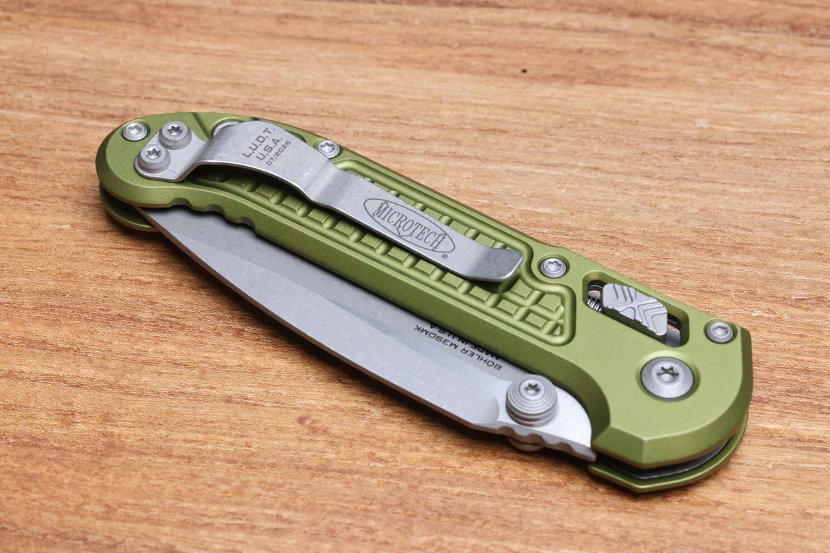 MICROTECH KNIVES LUDT RAM-LOK W/ OD GREEN FRAG HANDLE & APOCALYPTIC DROP POINT 1135RL-10APFROD