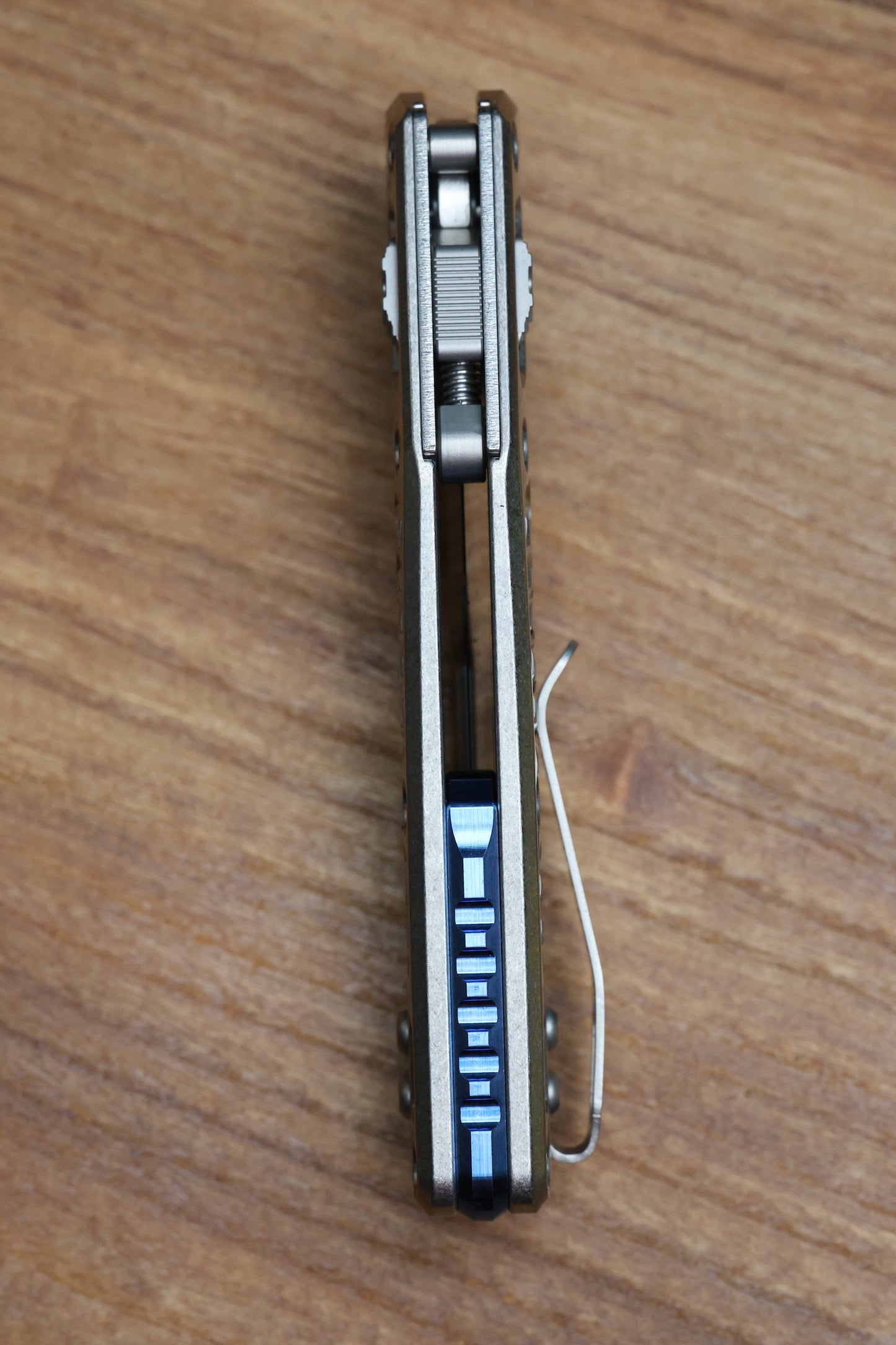 MICROTECH MARFIONE SELECT MSI RAM LOK MINI FLUTED TITANIUM HANDLES W/ BLUE/DOUBLE VAPOR ACCENTS & STONEWASH M390MK 210M-10FRMS3
