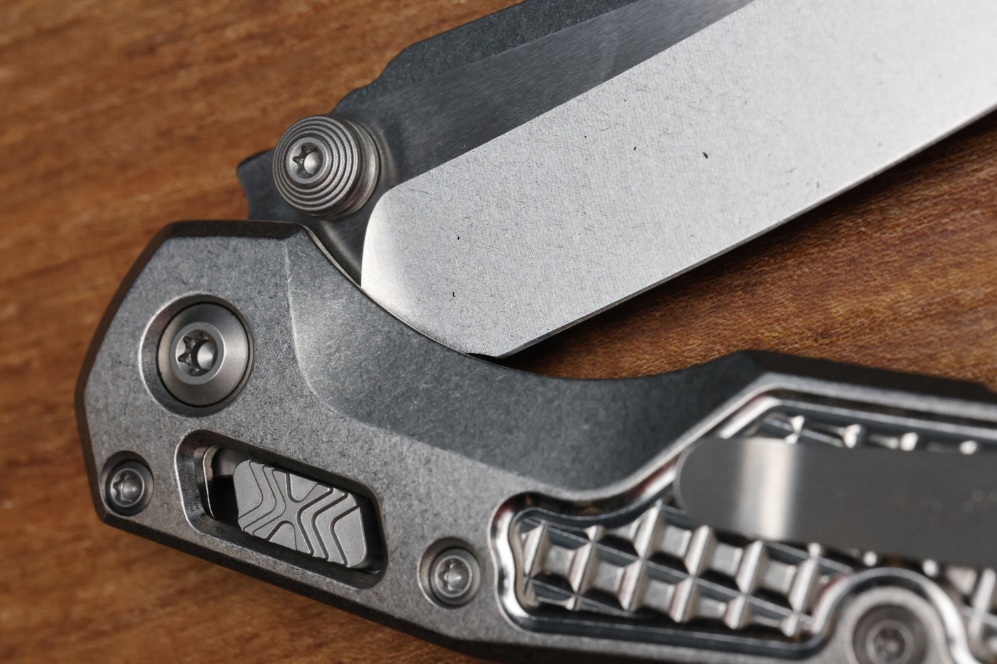 MICROTECH MARFIONE SELECT MSI RAM LOK MINI FLUTED TITANIUM HANDLES W/ BLUE/DOUBLE VAPOR ACCENTS & STONEWASH M390MK 210M-10FRMS3