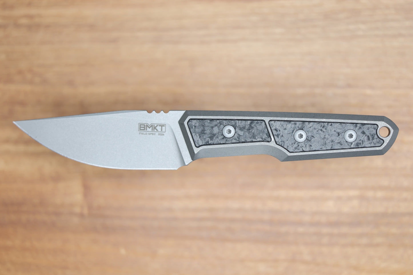 BMKT EXPLORER V2 DARK STONEWASH TITANIUM MARBLED CARBON FIBRE INLAY DROP POINT