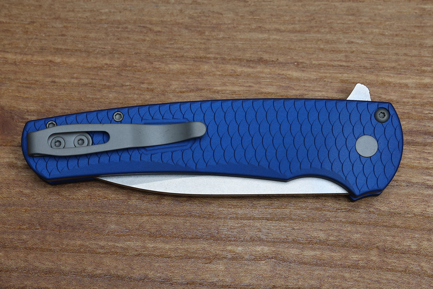 PRO-TECH KNIVES MALIBU FLIPPER – BLUE "DRAGON SCALE" ALUMINUM HANDLE – STONEWASH WHARNCLIFFE MAGNACUT BLADE 5335-BLUE