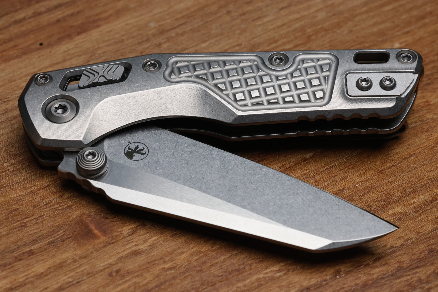 MICROTECH MARFIONE SELECT MSI RAM LOK MINI FLUTED TITANIUM HANDLES W/ BRONZE/DOUBLE VAPOR ACCENTS & STONEWASH M390MK 210M-10FRMS2