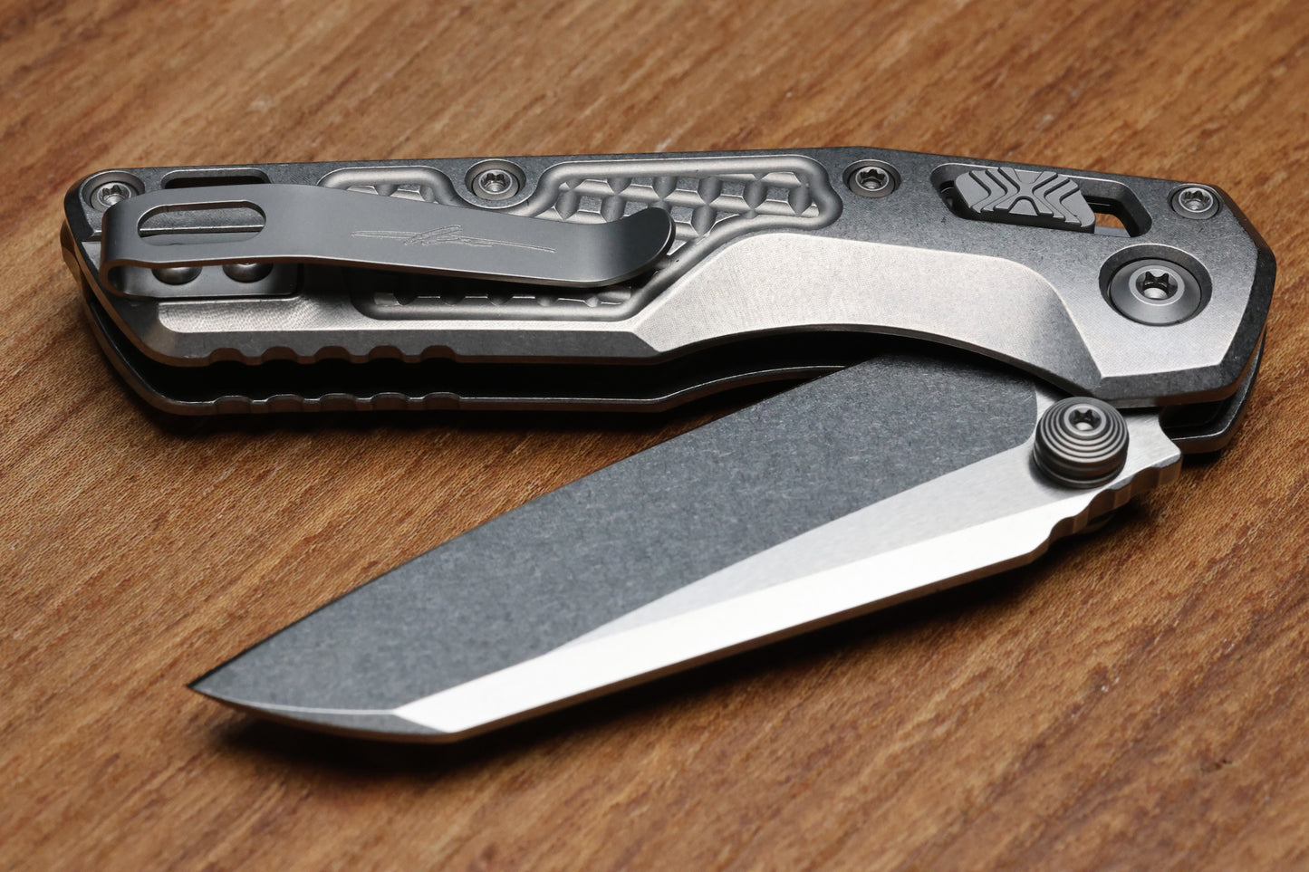 MICROTECH MARFIONE SELECT MSI RAM LOK MINI FLUTED TITANIUM HANDLES W/ BRONZE/DOUBLE VAPOR ACCENTS & STONEWASH M390MK 210M-10FRMS2