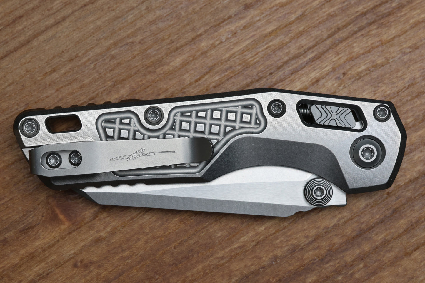 MICROTECH MARFIONE SELECT MSI RAM LOK MINI FLUTED TITANIUM HANDLES W/ BRONZE/DOUBLE VAPOR ACCENTS & STONEWASH M390MK 210M-10FRMS2