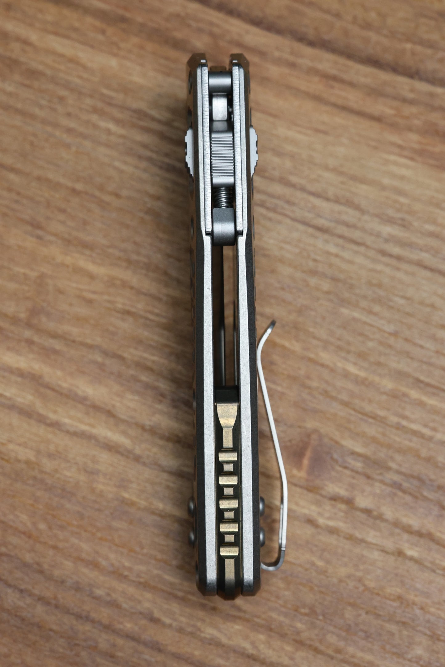 MICROTECH MARFIONE SELECT MSI RAM LOK MINI FLUTED TITANIUM HANDLES W/ BRONZE/DOUBLE VAPOR ACCENTS & STONEWASH M390MK 210M-10FRMS2