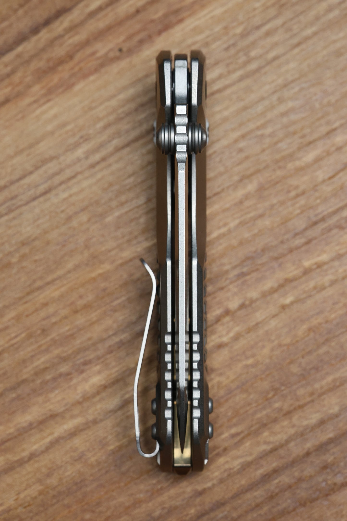 MICROTECH MARFIONE SELECT MSI RAM LOK MINI FLUTED TITANIUM HANDLES W/ BRONZE/DOUBLE VAPOR ACCENTS & STONEWASH M390MK 210M-10FRMS2