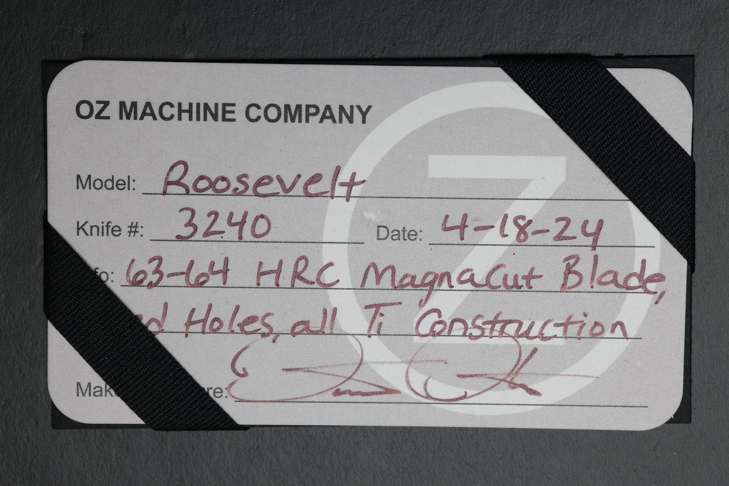 OZ MACHINE COMPANY ROOSEVELT TITANIUM SPEED HOLES MAGNACUT BLADE #3240 (PREOWNED)