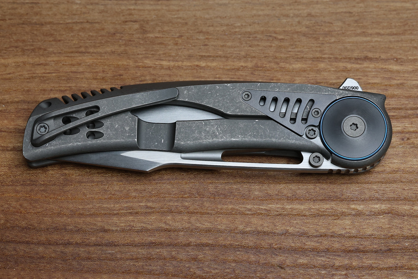 REATE KNIVES GTR TITANIUM INTEGRAL DARK BEAD BLAST W/ ZIRCONIUM ACCENTS & HAND SATIN M390