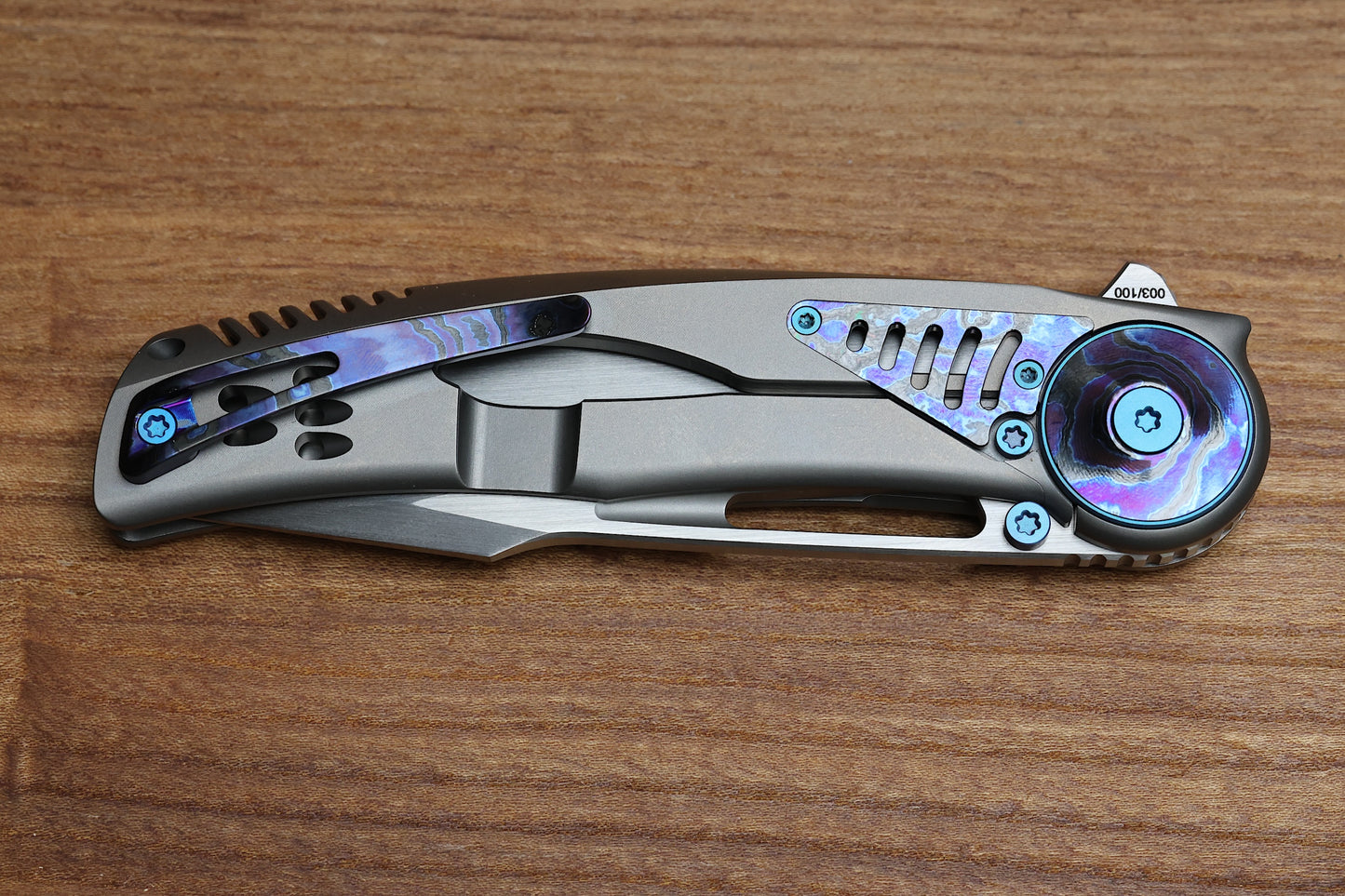 REATE KNIVES GTR TITANIUM INTEGRAL BEAD BLAST W/ ZIRCUTI ACCENTS & HAND SATIN M390