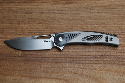 REATE KNIVES GTR TITANIUM INTEGRAL BEAD BLAST W/ ZIRCONIUM ACCENTS & HAND SATIN M390