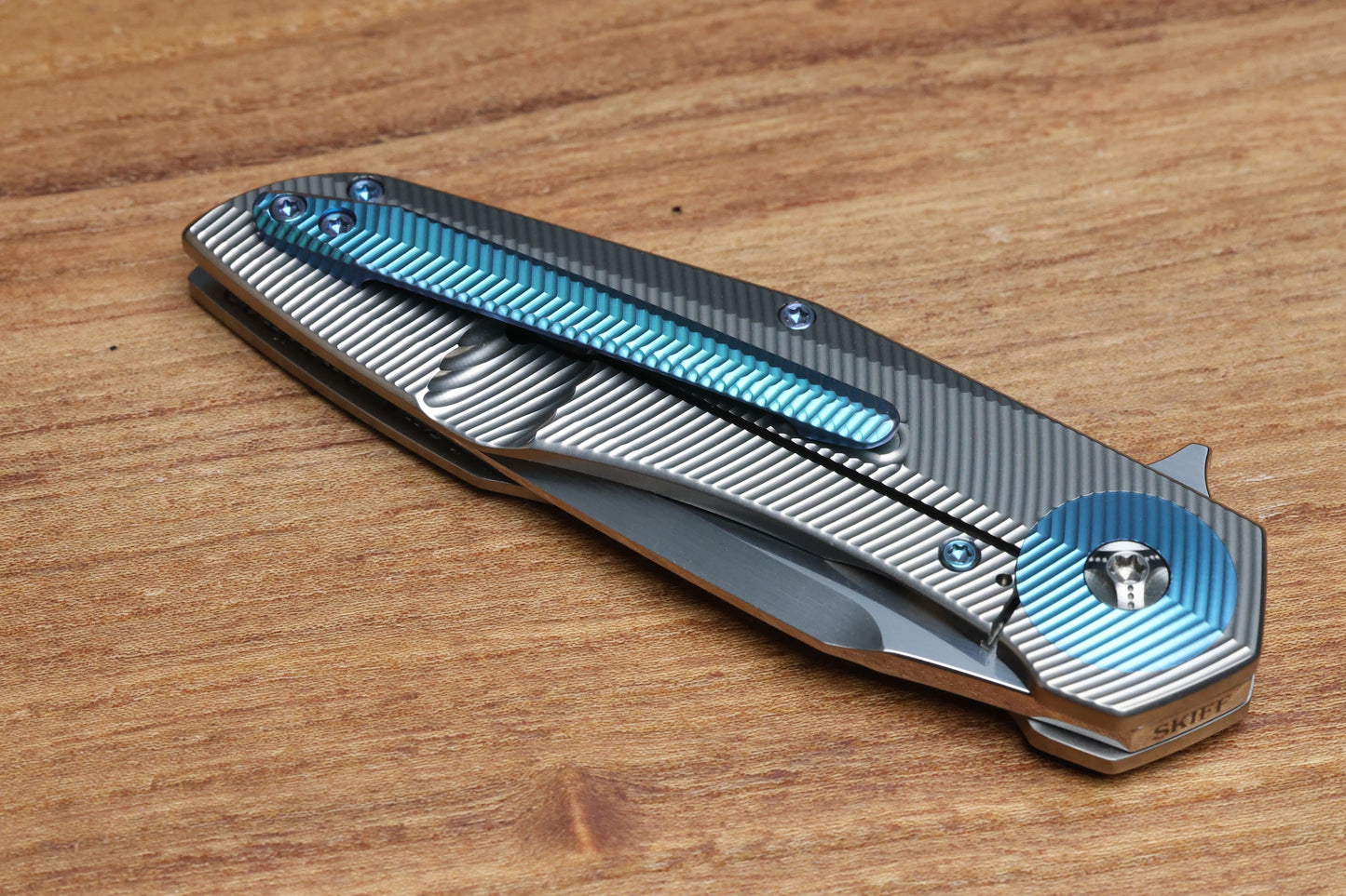 SKIFF MADE BLADES CULPRIT #124 3D MILLED TITANIUM HAND RUBBED CTS-XHP BLADE (PREOWNED)