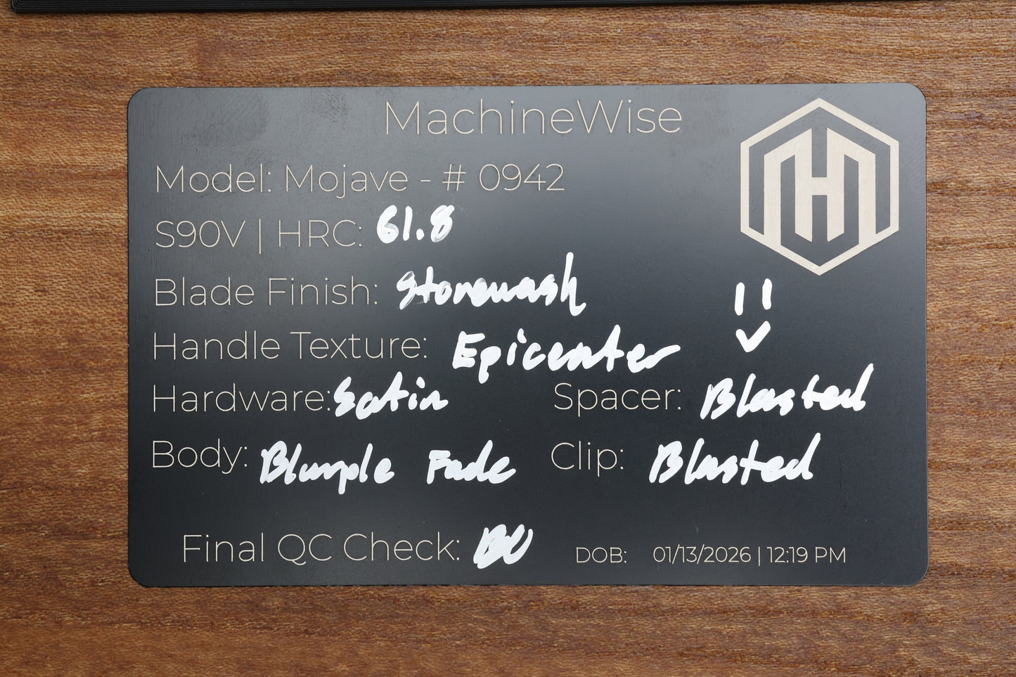 MACHINEWISE MOJAVE #942 - BLURPLE FADE TI w/S90V BLADE