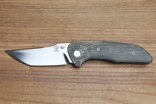 MECHFORCE & BARKER KNIVES COLLAB HOKKAIDO W/ TREE BARK TITANIUM & CF LIGHTNING FAT CARBON HANDLE & MAGNACUT