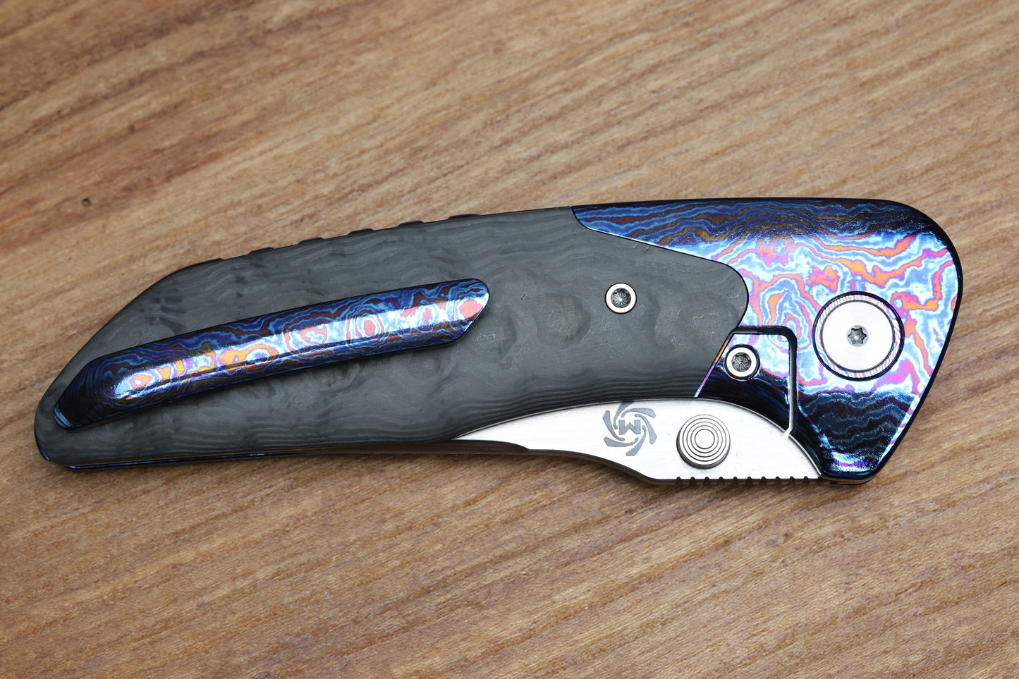 MECHFORCE & BARKER KNIVES COLLAB HOKKAIDO W/ TIMASCUS & FAT CARBON HANDLE & MAGNACUT