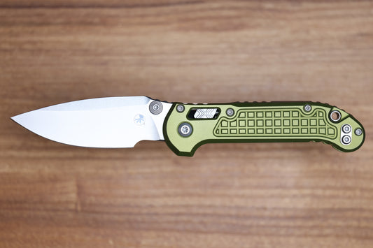 MICROTECH KNIVES LUDT RAM-LOK W/ OD GREEN FRAG HANDLE & STONEWASH DROP POINT 1135RL-10FROD