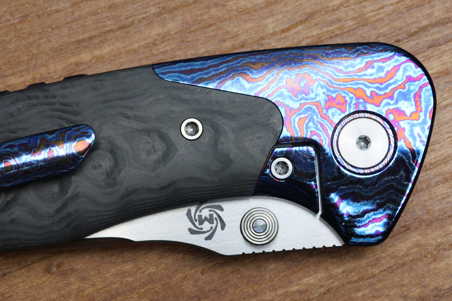 MECHFORCE & BARKER KNIVES COLLAB HOKKAIDO W/ TIMASCUS & FAT CARBON HANDLE & MAGNACUT