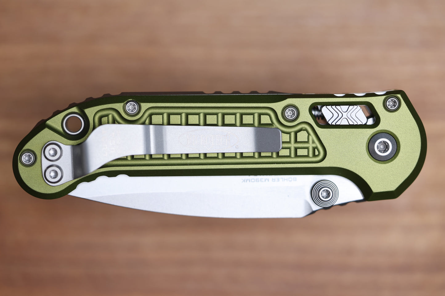 MICROTECH KNIVES LUDT RAM-LOK W/ OD GREEN FRAG HANDLE & STONEWASH DROP POINT 1135RL-10FROD