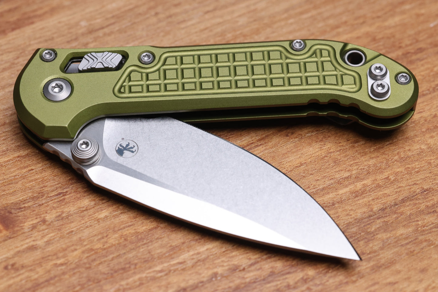 MICROTECH KNIVES LUDT RAM-LOK W/ OD GREEN FRAG HANDLE & STONEWASH DROP POINT 1135RL-10FROD