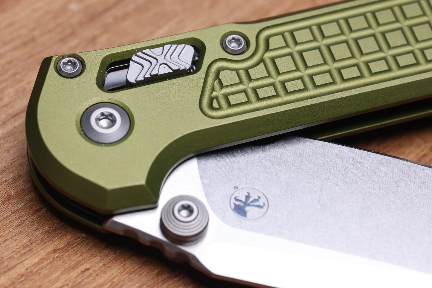 MICROTECH KNIVES LUDT RAM-LOK W/ OD GREEN FRAG HANDLE & STONEWASH DROP POINT 1135RL-10FROD