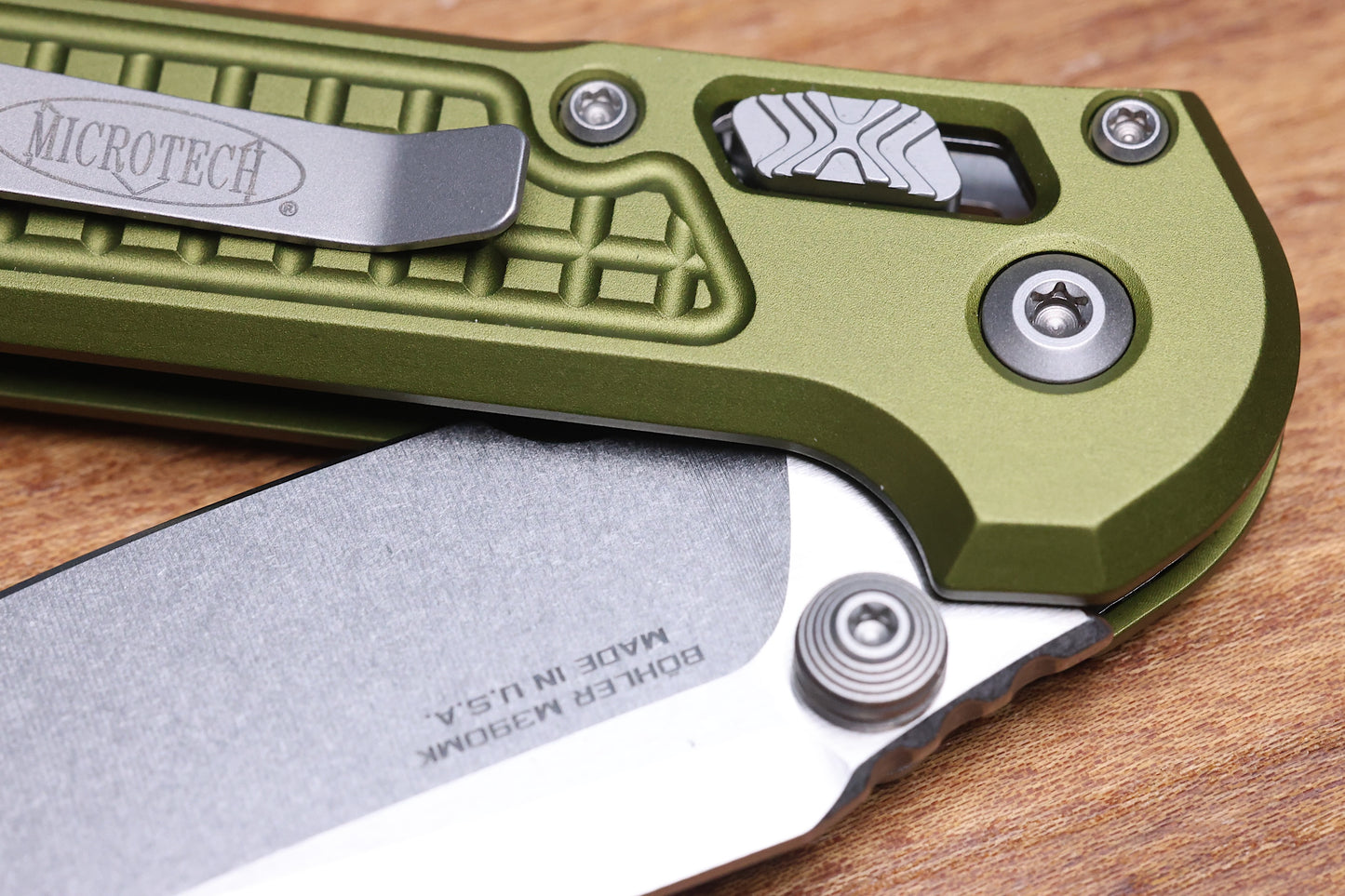 MICROTECH KNIVES LUDT RAM-LOK W/ OD GREEN FRAG HANDLE & STONEWASH DROP POINT 1135RL-10FROD
