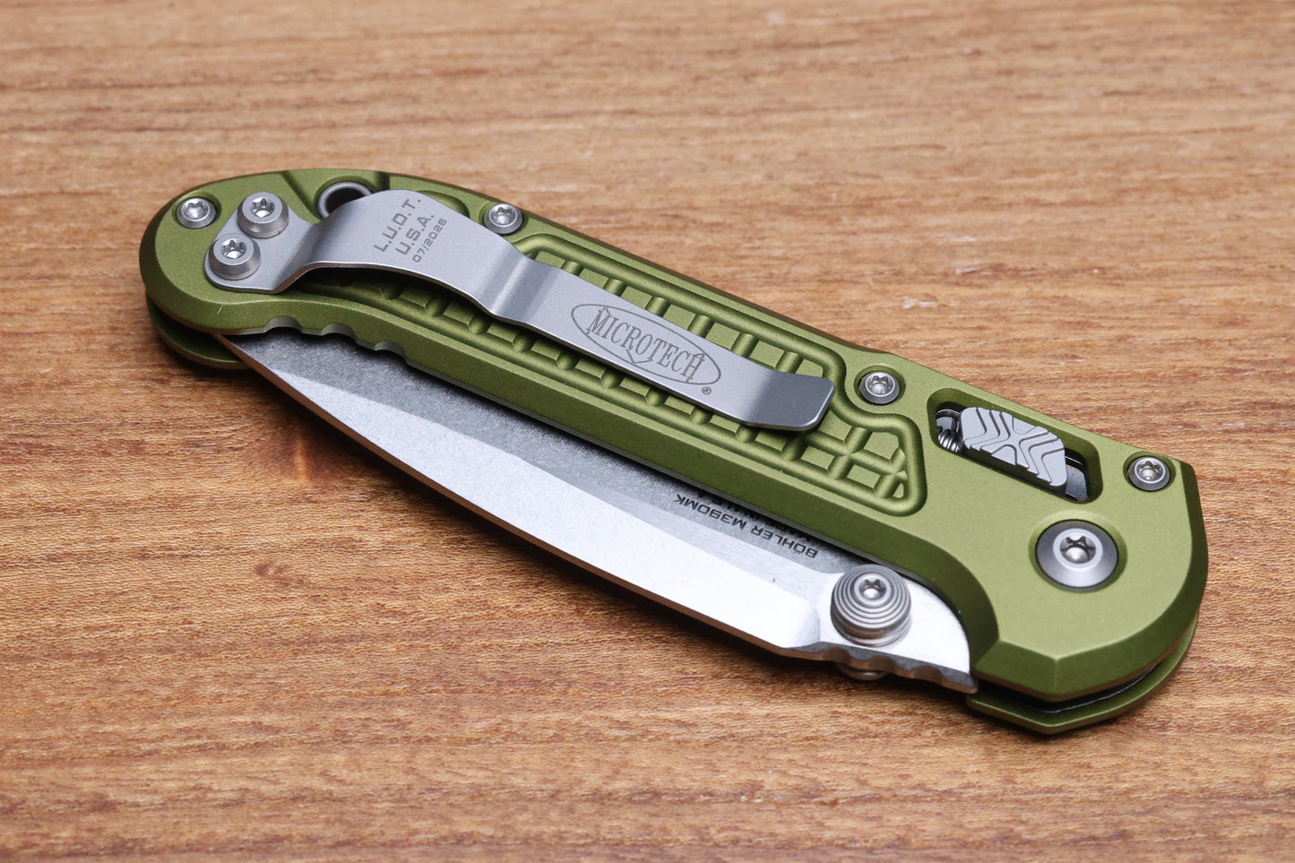 MICROTECH KNIVES LUDT RAM-LOK W/ OD GREEN FRAG HANDLE & STONEWASH DROP POINT 1135RL-10FROD