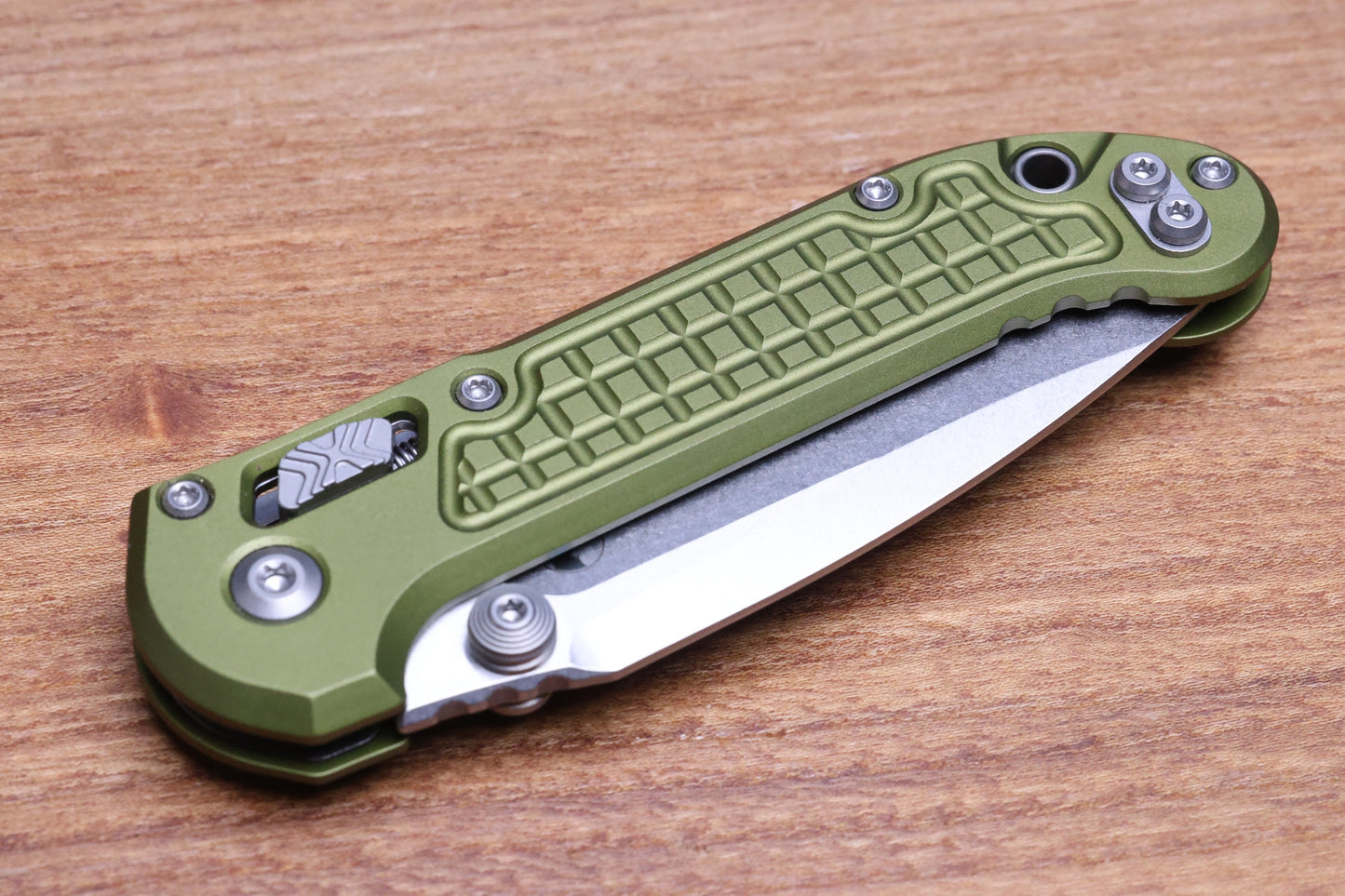 MICROTECH KNIVES LUDT RAM-LOK W/ OD GREEN FRAG HANDLE & STONEWASH DROP POINT 1135RL-10FROD
