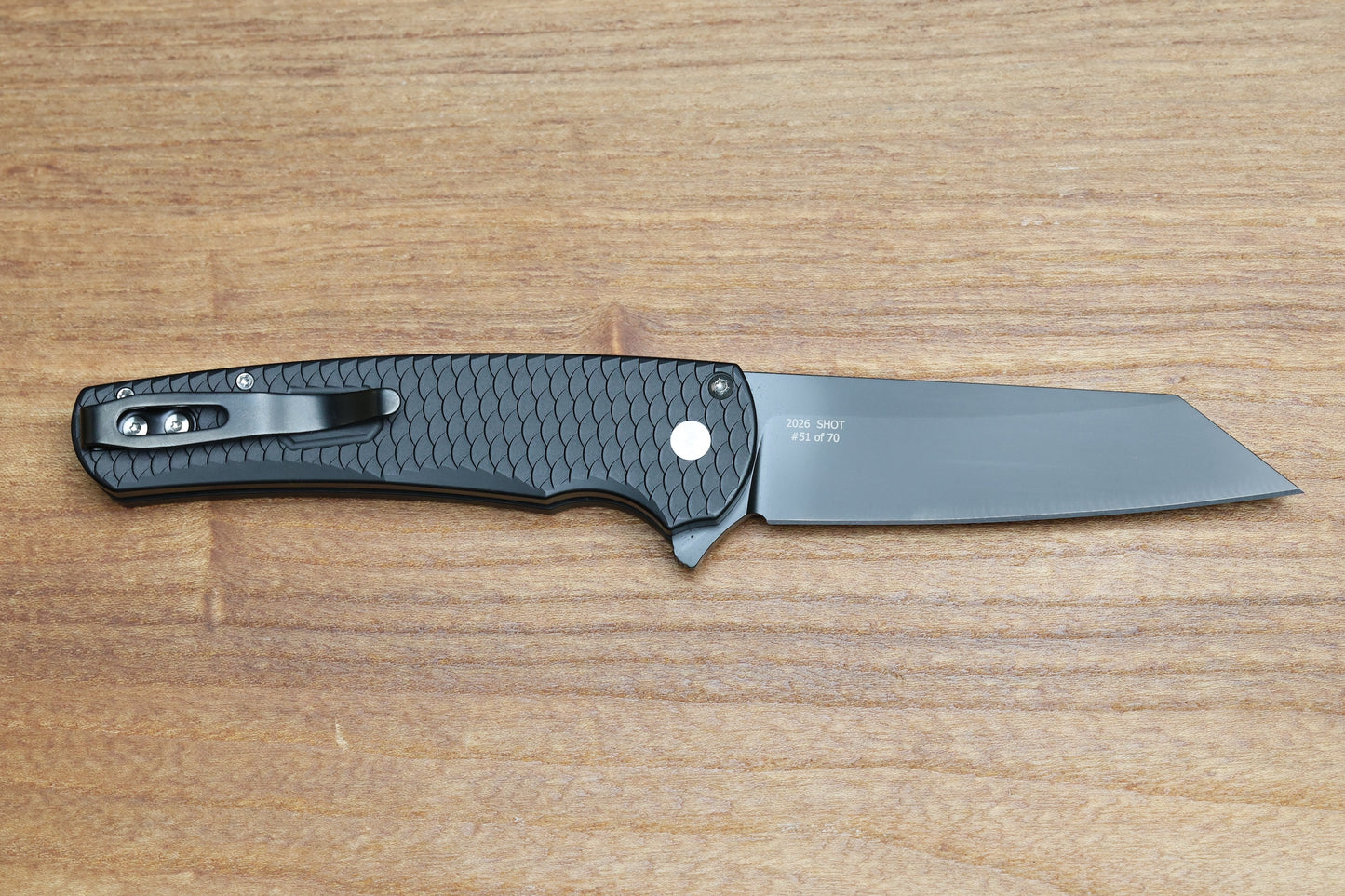 PRO-TECH MALIBU BUTTON LOCK DRAGON SCALES 3.3" DLC REVERSE TANTO SHOT SHOW 2026